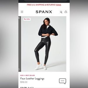 Spanx faux leather legging medium
